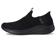 Kapcie damskie - Skechers Damskie kapcie Ultra Flex 3.0, czarne dzianiny/wykończenie, rozmiar 7, Czarne dzianinowe wykończenie, 40 EU - miniaturka - grafika 1