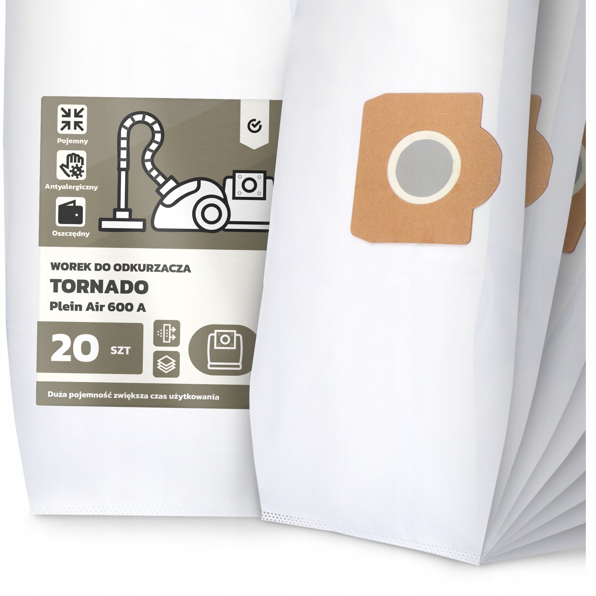 20x Worek do Odkurzacza Tornado Plein Air 600 A Syntetyczny Pojemny Worki