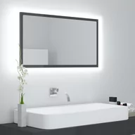 Lustra - vidaXL Lustro łazienkowe LED, wysoki połysk, szare, 80x8,5x37 cm - miniaturka - grafika 1