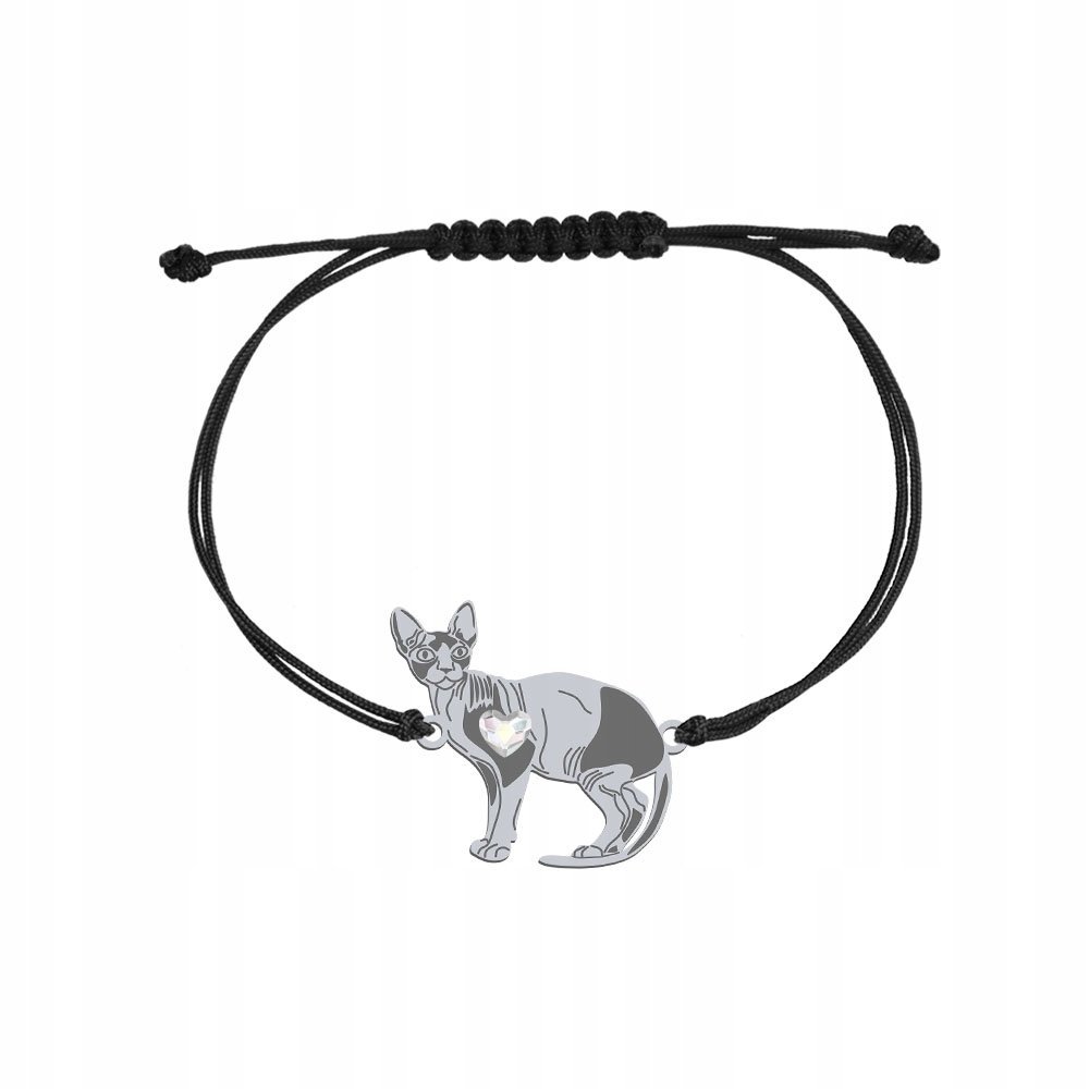 Bransoletka Srebrna Kot Sphynx 925 Prezent Kobieta Biżuteria GRAWER GRATIS