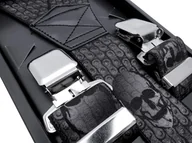 Dodatki do ubrań - Ciemne szelki do spodni - czaszki na tle łańcucha SZ125 - miniaturka - grafika 1