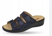 Klapki i japonki damskie - Weeger Damskie Klapki Granatowe Skórzane 39 Żse - miniaturka - grafika 1