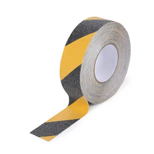 Taśma antypoślizgowa, aluminiowa, kopiowanie struktury podłoża, 50 mm x 18,3 m, czarny/żółty - Taśmy izolacyjne i naprawcze - miniaturka - grafika 1