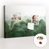 Tablice i flipcharty - Szkolna Tablica korkowa 60x40 cm, Kolorowe Pinezki, wzór Abstrakcja liście - miniaturka - grafika 1