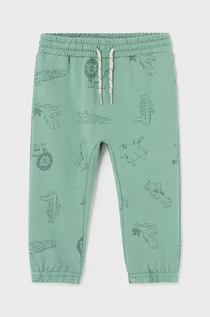 Spodnie i spodenki dla chłopców - Mayoral spodnie dresowe niemowlęce kolor zielony wzorzyste - grafika 1
