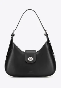 Skórzana torebka na ramię z odpinanym paskiem czarna - Torebki damskie Skórzana torebka na ramię z odpinanym paskiem czarna - Torebki damskie - miniaturka - grafika 1