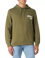 Bluzy męskie - Wrangler Męska bluza z kapturem Slogan, DEEP Lichen Green, Medium - miniaturka - grafika 1