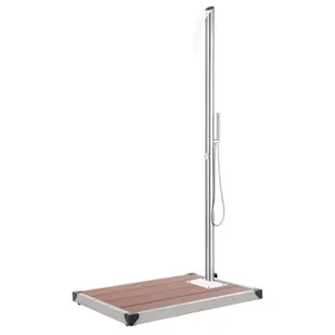 vidaXL Prysznic ogrodowy z brązową podstawą, 225 cm, stal nierdzewna - Akcesoria do basenów - miniaturka - grafika 1