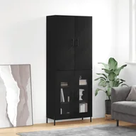 Witryny - vidaXL Witrynka, czarna, 69,5x34x180 cm, materiał drewnopochodny - miniaturka - grafika 1