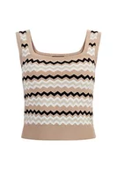 Koszulki i topy damskie - faina Damski tank top z dzianiny 11026718, beżowy wielokolorowy, XL, Beżowy, wielokolorowy, XL - miniaturka - grafika 1