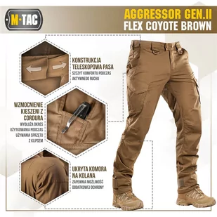 M-Tac - Spodnie taktyczne Aggressor Gen.II Flex - Ripstop - Coyote Brown - 20058017 - Odzież taktyczna i umundurowanie - miniaturka - grafika 3