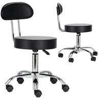 Krzesła i taborety kosmetyczne - Taboret kosmetyczny z oparciem fryzjerski fotel czarny - miniaturka - grafika 1