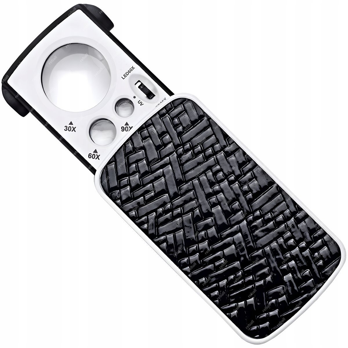 LUPA JUBILERSKA SZKŁO POWIĘKSZAJĄCE KIESZONKOWA LED+UV 30X 60X 90X RT0338