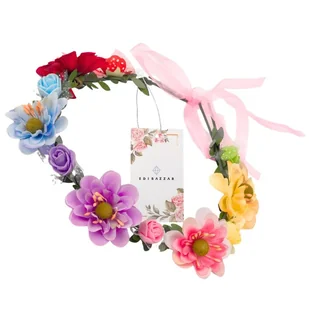 Wianek Opaska do Włosów Na Głowę Kwiaty Róże Mix Kolory OZDOBA Stroik Boho - Ozdoby do włosów - miniaturka - grafika 1