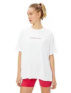 Koszulki i topy damskie - Koton Damska koszulka sportowa z nadrukiem z krótkim rękawem, biały (000), M - miniaturka - grafika 1