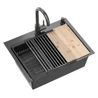 Zlewozmywaki z baterią - MYQ Leo LEO1CBS3 Czarny + bateria GANGES GAN000BS3 - miniaturka - grafika 1