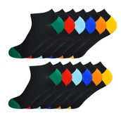 Skarpetki męskie - Skarpetki Stopki męskie bawełniane 6 par czarne z kolorowymi wstawkami 41-46 - miniaturka - grafika 1