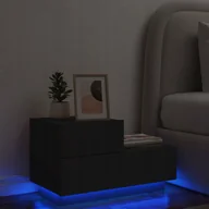 Szafki nocne - Szafka nocna z oświetleniem Led, czarna, 70x36x40,5 cm - miniaturka - grafika 1