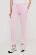 Spodnie damskie - PLEIN SPORT spodnie dresowe bawełniane kolor różowy gładkie - Plein Sport - miniaturka - grafika 1