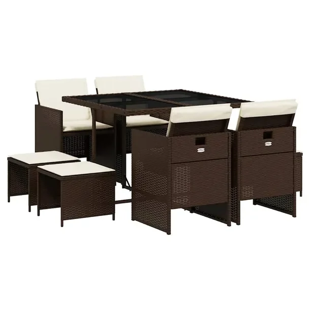 Zestaw mebli ogrodowych brązowo-czarny, 110 x 106 x 73 cm, rattan PE