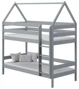 Szare łóżko dziecięce piętrowe w kształcie domku - Zuzu 3X 200x90 cm - Łóżka dla dzieci i młodzieży - miniaturka - grafika 1