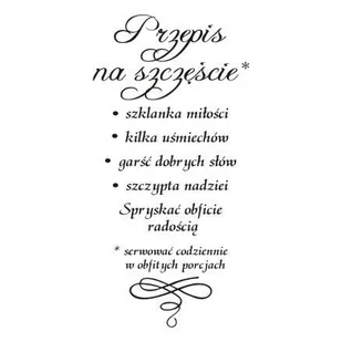 Napis na ścianę naklejka 120x60cm wybór koloru Przepis na szczęście 215 - Naklejki na ścianę - miniaturka - grafika 1