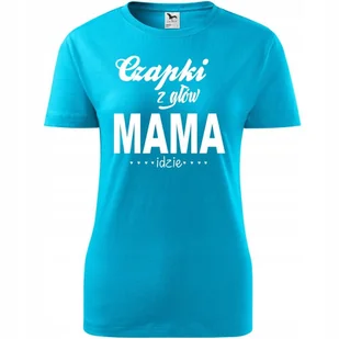 Damska Koszulka na Dzień Mamy Czapki z głów mama idzie na Prezent dla Mamy turkusowy M - Koszulki i topy damskie Damska Koszulka na Dzień Mamy Czapki z głów mama idzie na Prezent dla Mamy turkusowy M - Koszulki i topy damskie - miniaturka - grafika 1