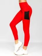 Spodnie sportowe damskie - Czerwone legginsy damskie Denley XL009 - miniaturka - grafika 1