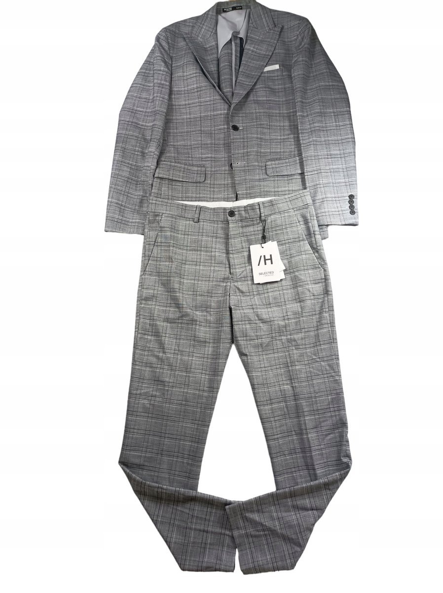 SELECTED HOMME, garnitur męski w kratę, r.48