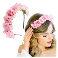 Ozdoby do włosów - Opaska Wianek do Włosów Różowy na Głowę Szeroka Kwiaty Duży i Wygodny - miniaturka - grafika 1