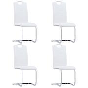 Krzesła - Lumarko Krzesła stołowe, wspornikowe, 4 szt., białe, sztuczna skóra - miniaturka - grafika 1