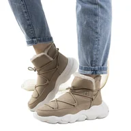 Botki damskie - Beżowe stylowe śniegowce Big Star damskie Marrero beżowy - miniaturka - grafika 1