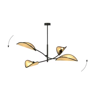 Emibig LOTUS 4 BLACK/RATTAN 1108/4 lampa sufitowa żyrandol oryginalny Design abażury 1108/4 - Lampy sufitowe - miniaturka - grafika 3