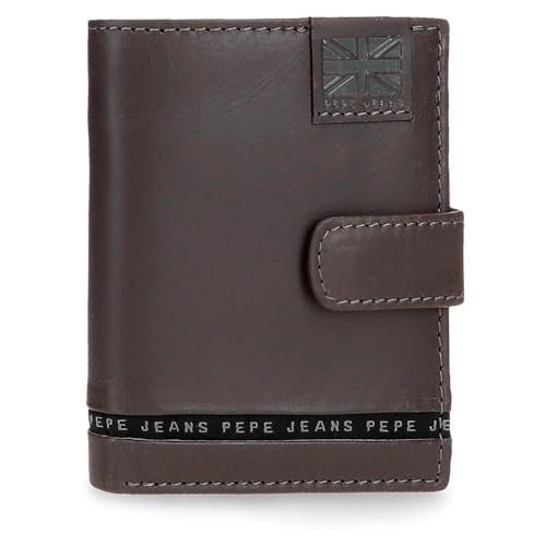 Pepe Jeans Pionowy portfel z uchwytem na karty i zamknięciem zatrzaskowym brązowy 8,5x10,5x1 cm Skóra by Joumma Bags, Brązowy brązowy, Talla única, Pionowy portfel z uchwytem na karty i zapięciem na