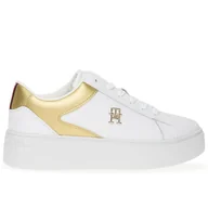 Trampki damskie - Buty Tommy Hilfiger Platform Court FW0FW08073-0K6 - białe - miniaturka - grafika 1