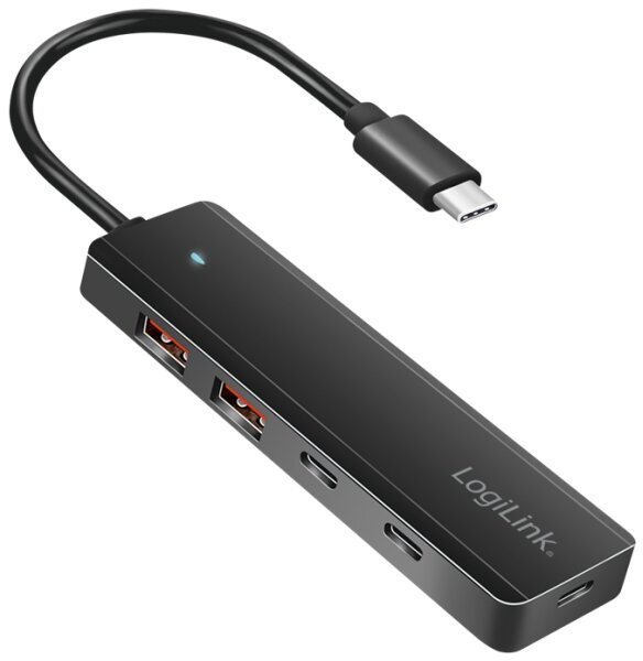 HUB USB LogiLink Hub USB-C, 4-porty 2x USB-A,2xUSB-C, czarny UA0412