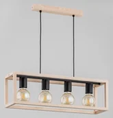 Lampy sufitowe - Alfa Pako 63143 lampa wisząca zwis 4x60W E27 drewno/czarna - miniaturka - grafika 1