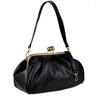 Torebki damskie - Torebka retro skóra naturalna Z dużymi kulkami Borse in Pelle czarna - miniaturka - grafika 1