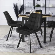 Krzesła - Zestaw 4x Krzesło Tapicerowane do Salonu RICK Czarne Welurowe Nowoczesne Loft - miniaturka - grafika 1