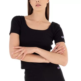 Koszulki sportowe damskie - Koszulka Champion Minimal Cotton Lycra 116263-KK001 - czarna - grafika 1
