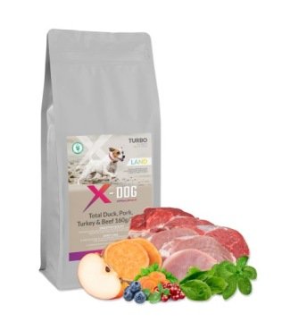 X-DOG ADULT JUNIOR DOG MEDIUM LARGE HYPOALLERGENIC LAND DUCK PORK 12KG