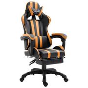 Fotele gamingowe - vidaXL vidaXL Fotel dla gracza z podnóżkiem, pomarańczowy, PU - miniaturka - grafika 1