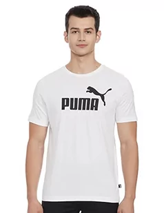 Puma Męski T-shirt z logo Ess biały bia$278y S 586666 - Koszulki męskie - miniaturka - grafika 1
