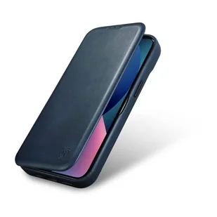 iCarer CE Oil Wax Premium Leather Folio Case skórzane etui iPhone 14 Pro Max z klapką magnetyczne MagSafe niebieski (AKI14220708-BU) - Etui i futerały do telefonów - miniaturka - grafika 7