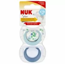 Nuk Smoczek uspokajający silikonowy 6-18m Star 10736726 2 szt. - Smoczki uspokajające - miniaturka - grafika 1