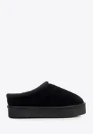 Półbuty męskie - Damskie śniegowce ze skóry zamszowej przed kostkę czarne - miniaturka - grafika 1