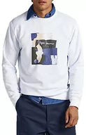 Bluzy męskie - Pepe Jeans Bluza męska Oldwive Crew biała, M, Biały (biały), M - miniaturka - grafika 1