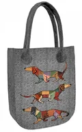 Torebki damskie - Torebka filcowa City Szara, nadruk Joker – shopperka damska, ekologiczny filc, zamek, mieści A4, udźwig do 10 kg, polska produkcja, ARCO Design - miniaturka - grafika 1