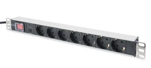 DIGITUS Professional DIGITUS listwa zasilająca, 48,3 cm (19 cali), z siedmioma gniazdkami i zabezpieczeniem  przeciwprzepięciowym, profil aluminiowy, 16 A, 400 W, czarna DN-95403 - Listwy zasilające - miniaturka - grafika 3