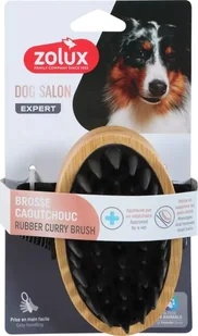 Zolux ZOLUX Gumowa szczotka drewniana dla psa do masażu DOG SALON - Szczotki i furminatory - miniaturka - grafika 1